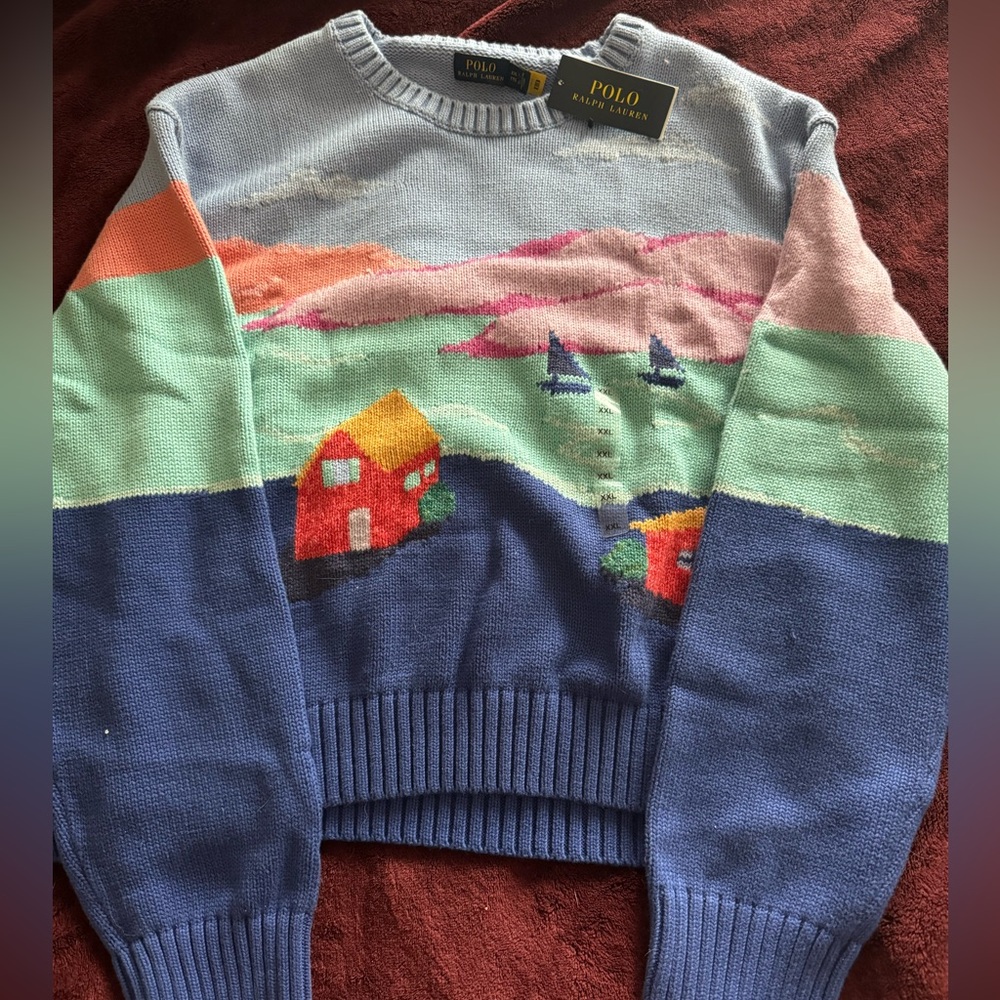 NWOT OFFERS WELCOMED Polo Ralph Lauren Intarsia Sail Boat Sweater Sz Medium